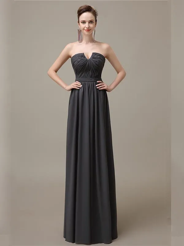 Sweetheart Simple A-line Floor-Length Chiffon Bridesmaid Dresses