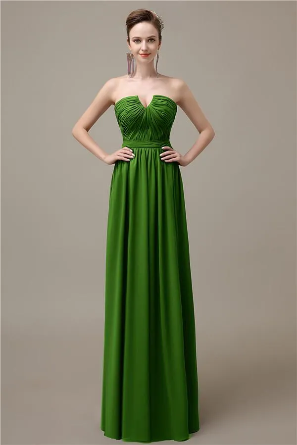 Sweetheart Simple A-line Floor-Length Chiffon Bridesmaid Dresses