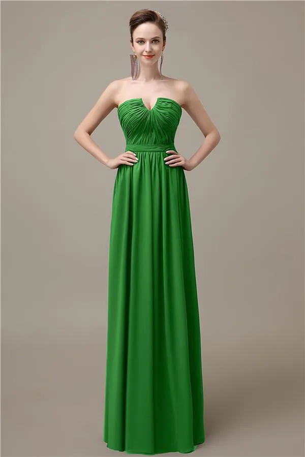 Sweetheart Simple A-line Floor-Length Chiffon Bridesmaid Dresses