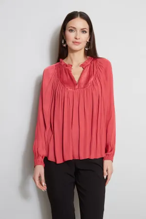 T-Tahari Pleated Blouson Shirt