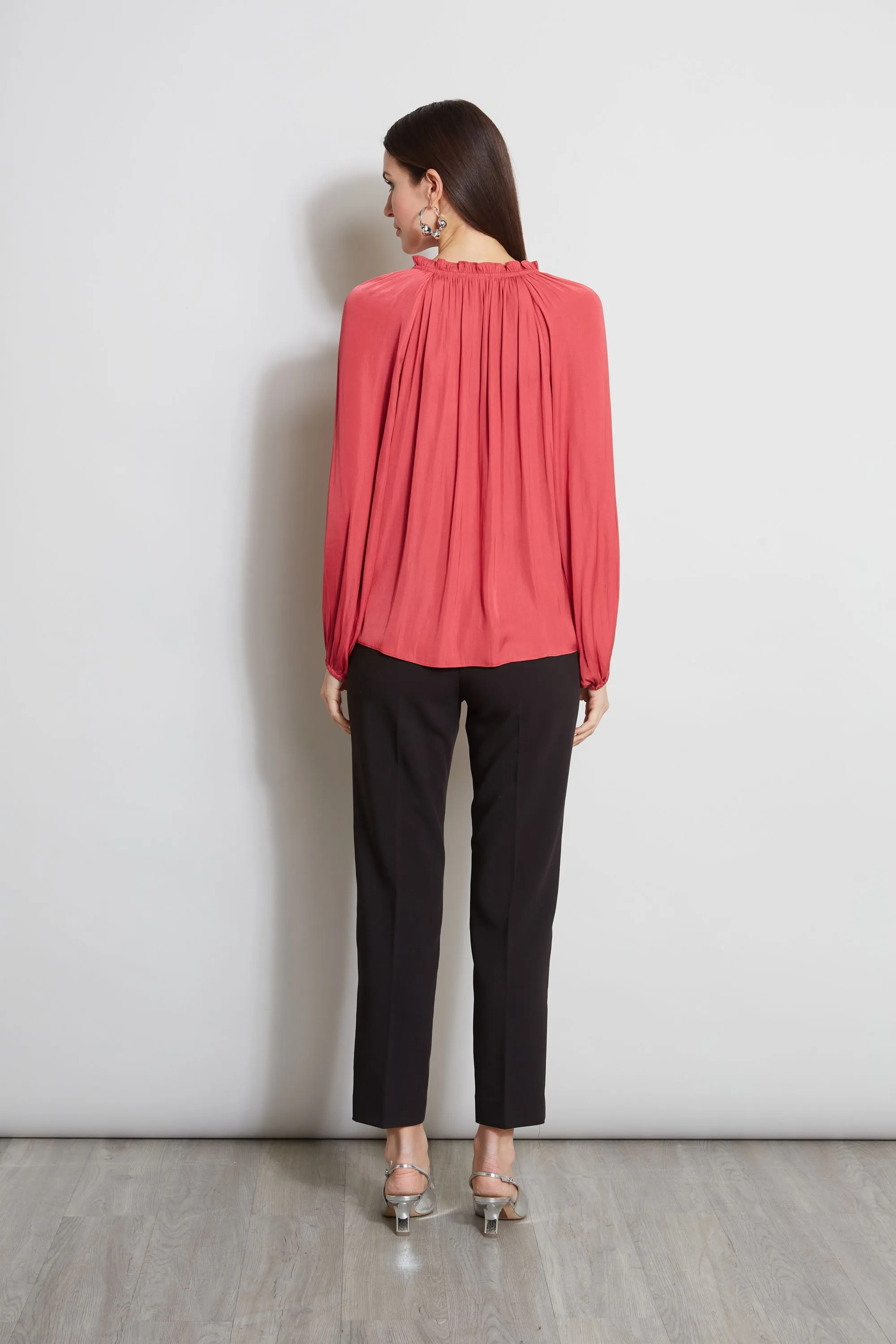 T-Tahari Pleated Blouson Shirt