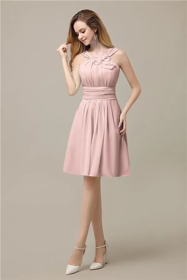 Unique Chiffon A-line Knee-Length Short Bridesmaid Dresses