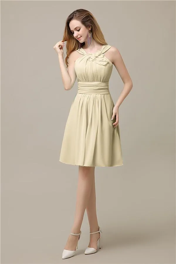 Unique Chiffon A-line Knee-Length Short Bridesmaid Dresses