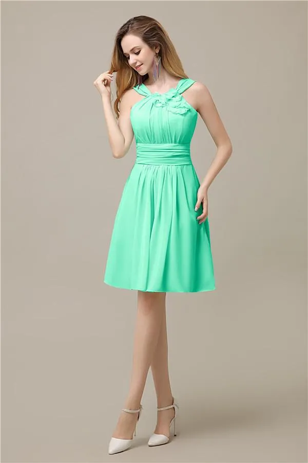 Unique Chiffon A-line Knee-Length Short Bridesmaid Dresses