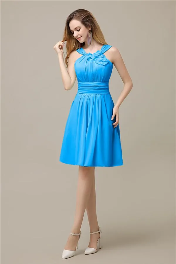 Unique Chiffon A-line Knee-Length Short Bridesmaid Dresses