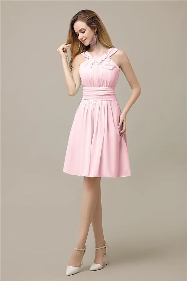 Unique Chiffon A-line Knee-Length Short Bridesmaid Dresses