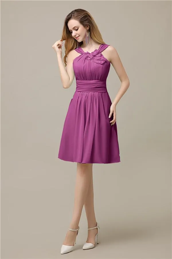 Unique Chiffon A-line Knee-Length Short Bridesmaid Dresses