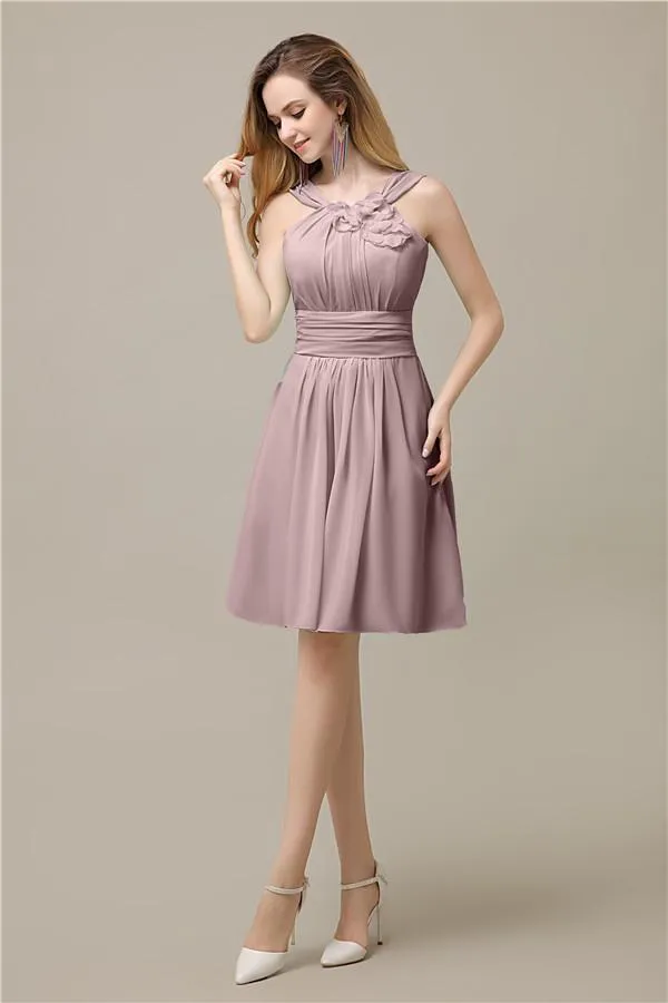 Unique Chiffon A-line Knee-Length Short Bridesmaid Dresses