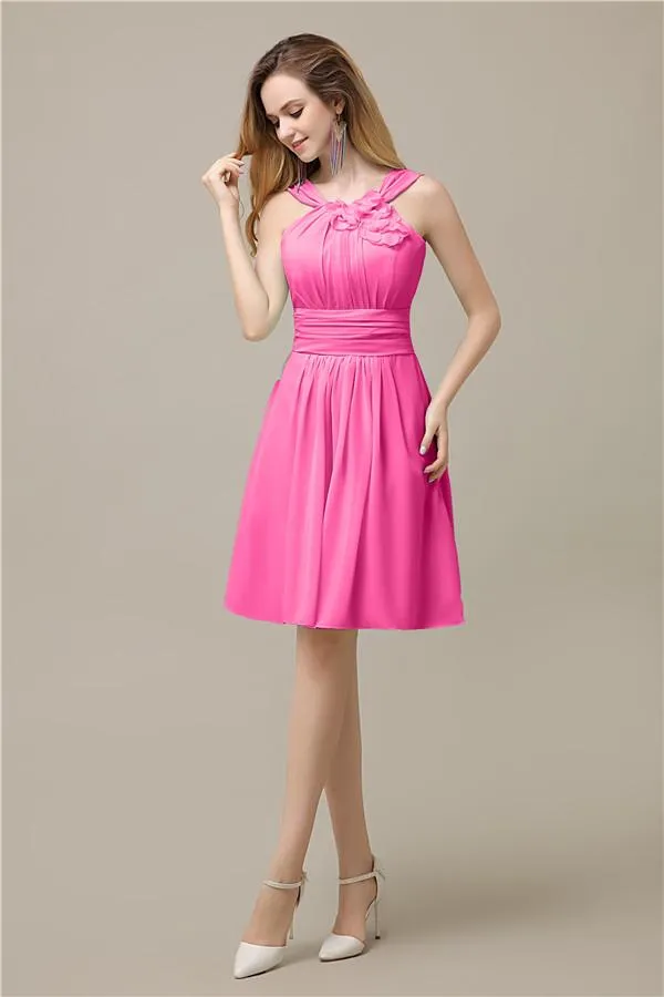 Unique Chiffon A-line Knee-Length Short Bridesmaid Dresses