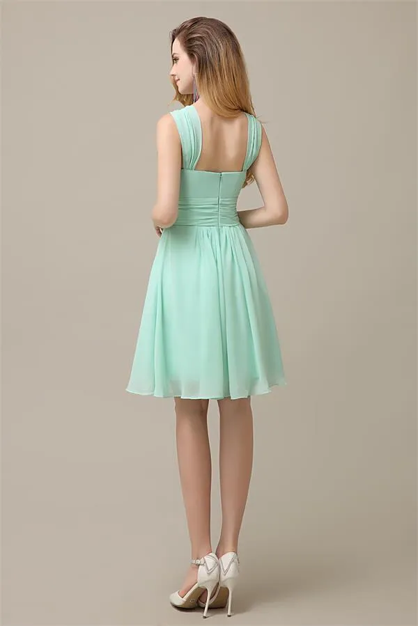 Unique Chiffon A-line Knee-Length Short Bridesmaid Dresses