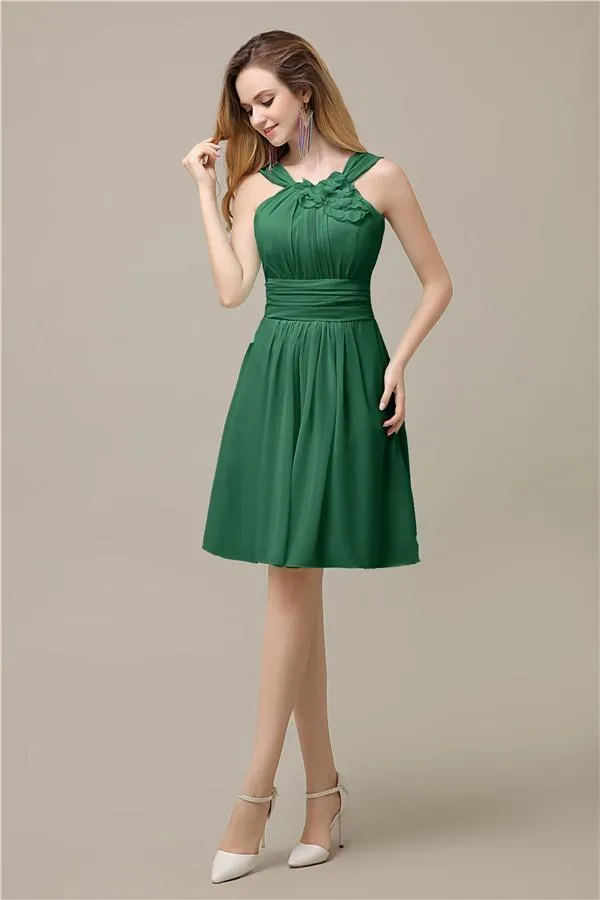 Unique Chiffon A-line Knee-Length Short Bridesmaid Dresses