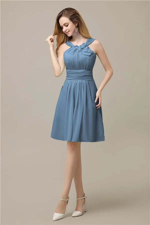 Unique Chiffon A-line Knee-Length Short Bridesmaid Dresses