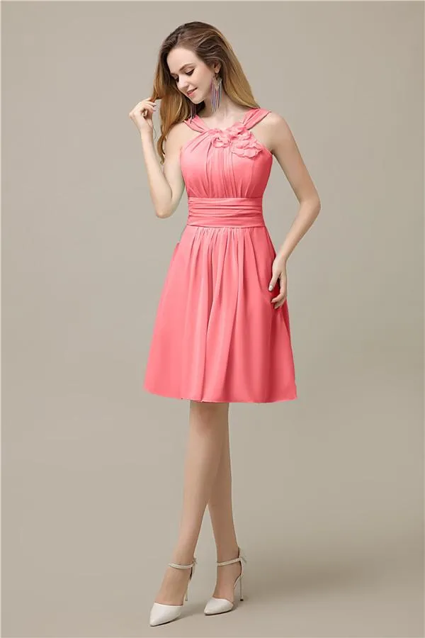 Unique Chiffon A-line Knee-Length Short Bridesmaid Dresses