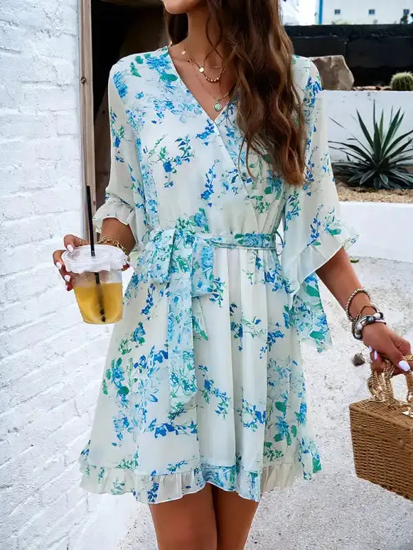 Women’s elegant printed strappy dress