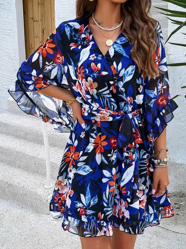 Women’s elegant printed strappy dress