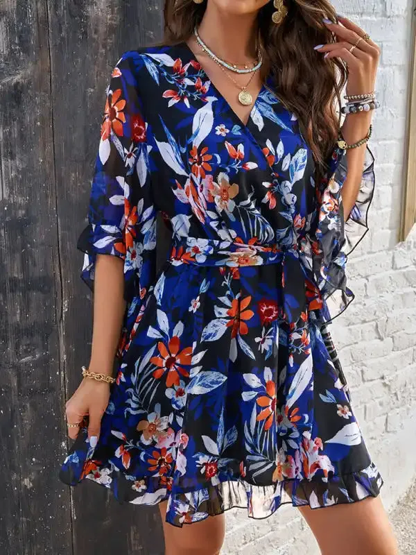 Women’s elegant printed strappy dress