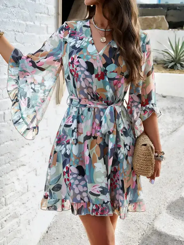 Women’s elegant printed strappy dress