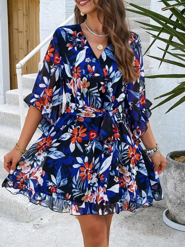 Women’s elegant printed strappy dress