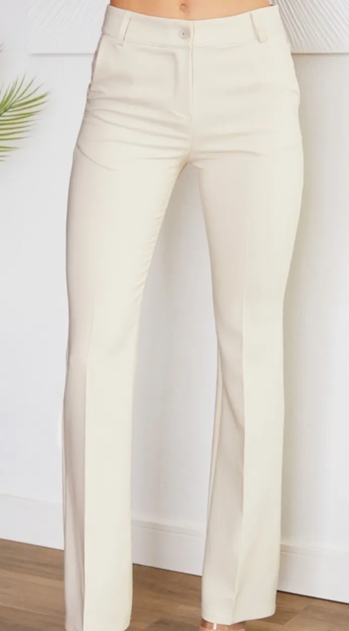 Zipper Fly Slim Flare Dress Pants